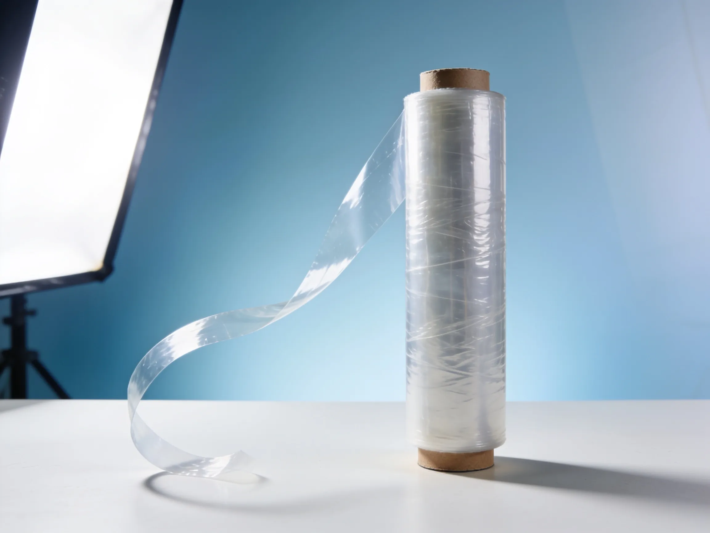 Bobina de filme stretch transparente com tubete de papelão